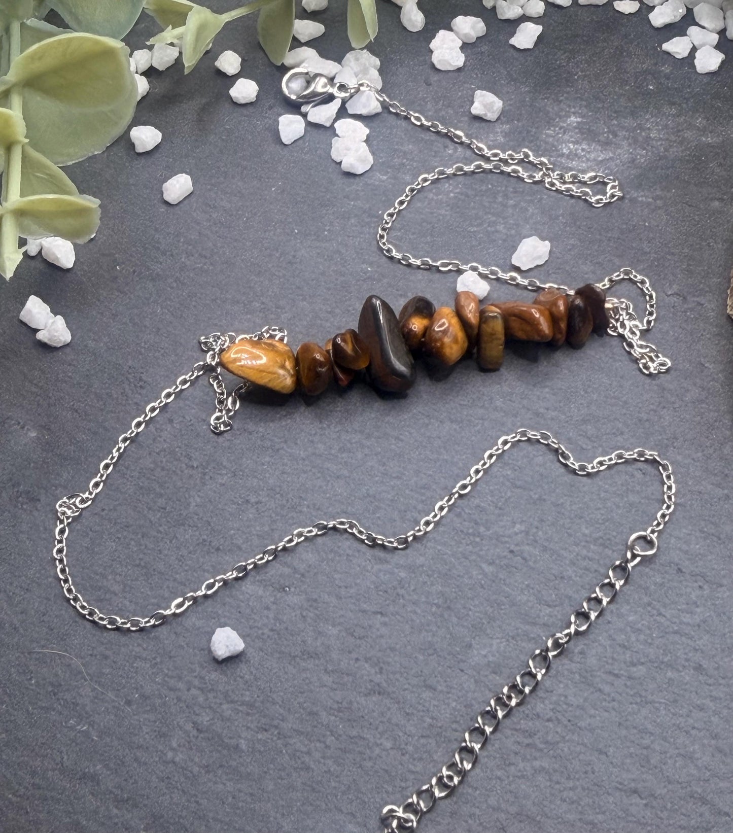 Équinoxe – Collier Œil de Tigre | Collier réglable | Pierre naturelle force & clarté | Bijou acier inoxydable fait main