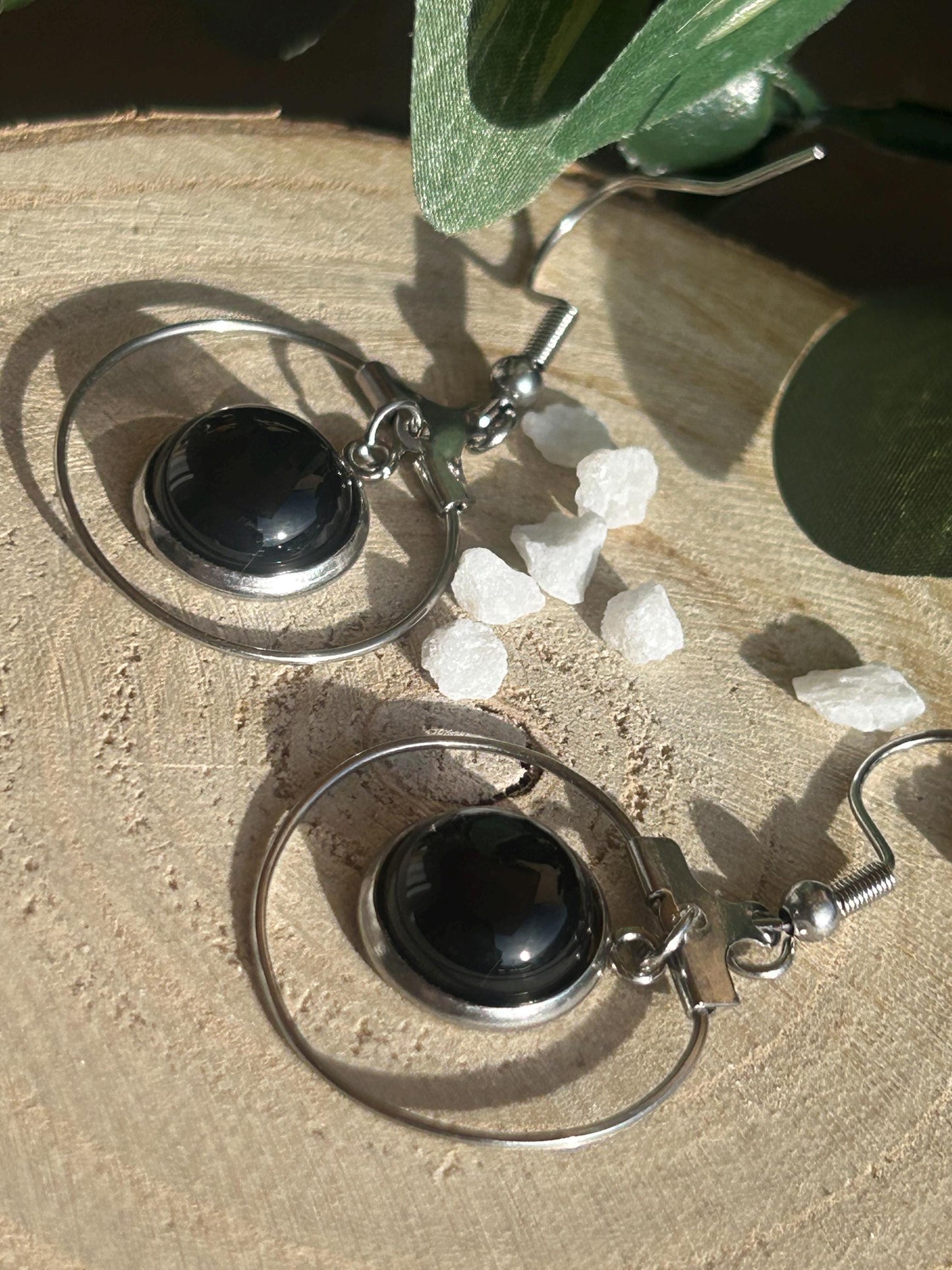 Célestia – Boucles d’oreilles pierres naturelles | Bijou acier inoxydable fait main