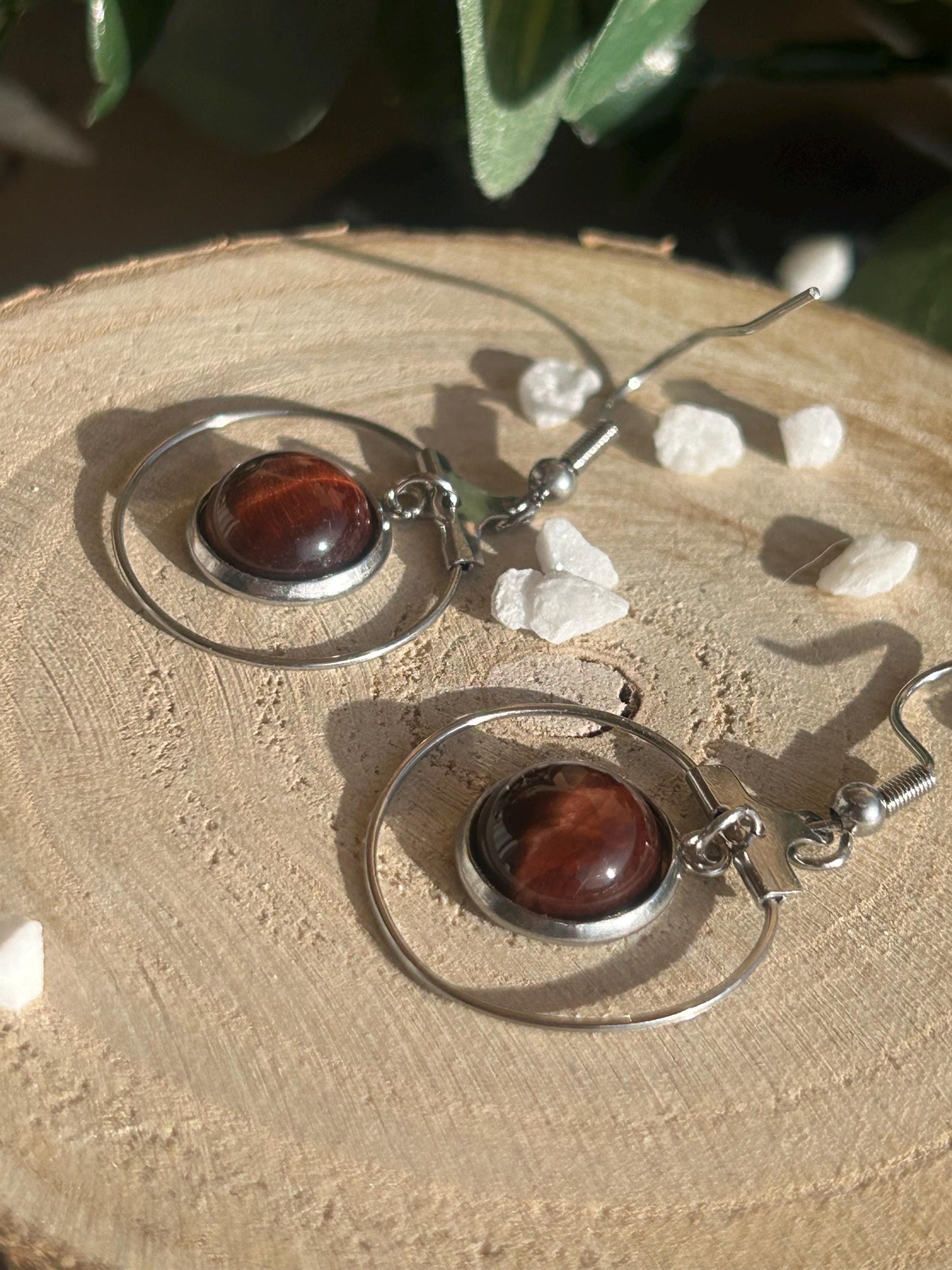 Célestia – Boucles d’oreilles pierres naturelles | Bijou acier inoxydable fait main