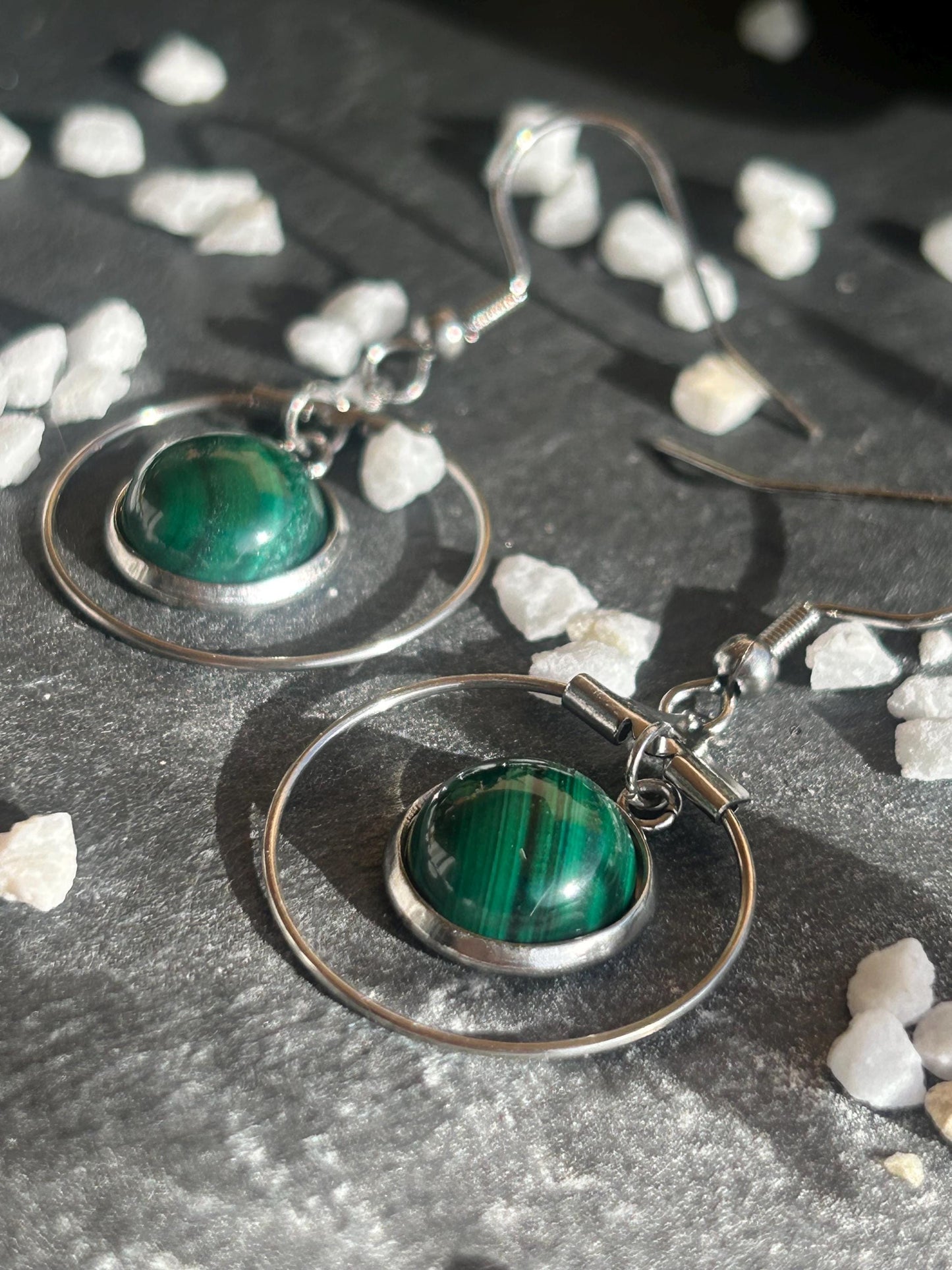 Célestia – Boucles d’oreilles pierres naturelles | Bijou acier inoxydable fait main