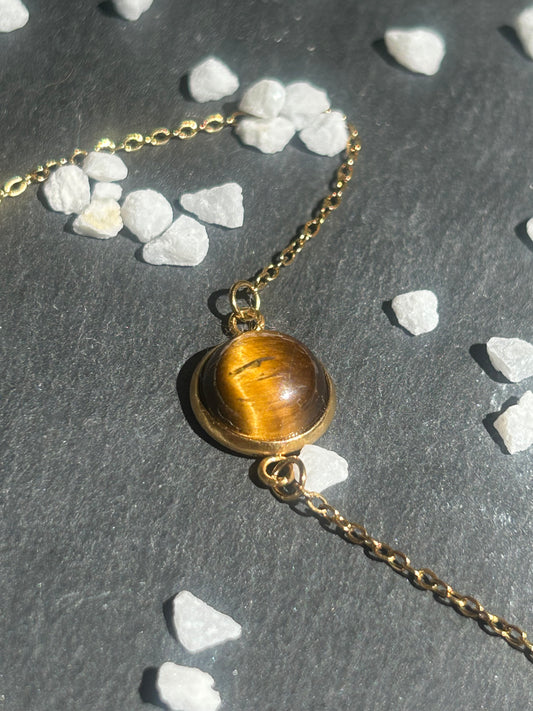 Séléna – Bracelet Œil de Tigre | Bracelet réglable | Pierre naturelle force & clarté | Bijou acier inoxydable fait main