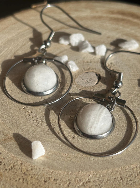 Célestia – Boucles d’oreilles pierres naturelles | Bijou acier inoxydable fait main