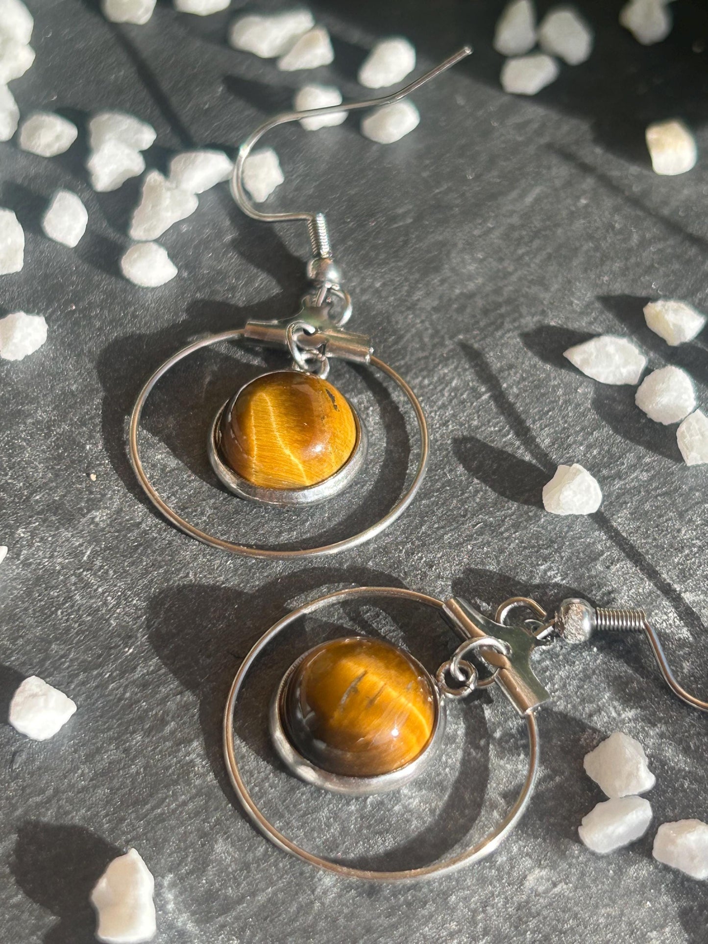 Célestia – Boucles d’oreilles pierres naturelles | Bijou acier inoxydable fait main