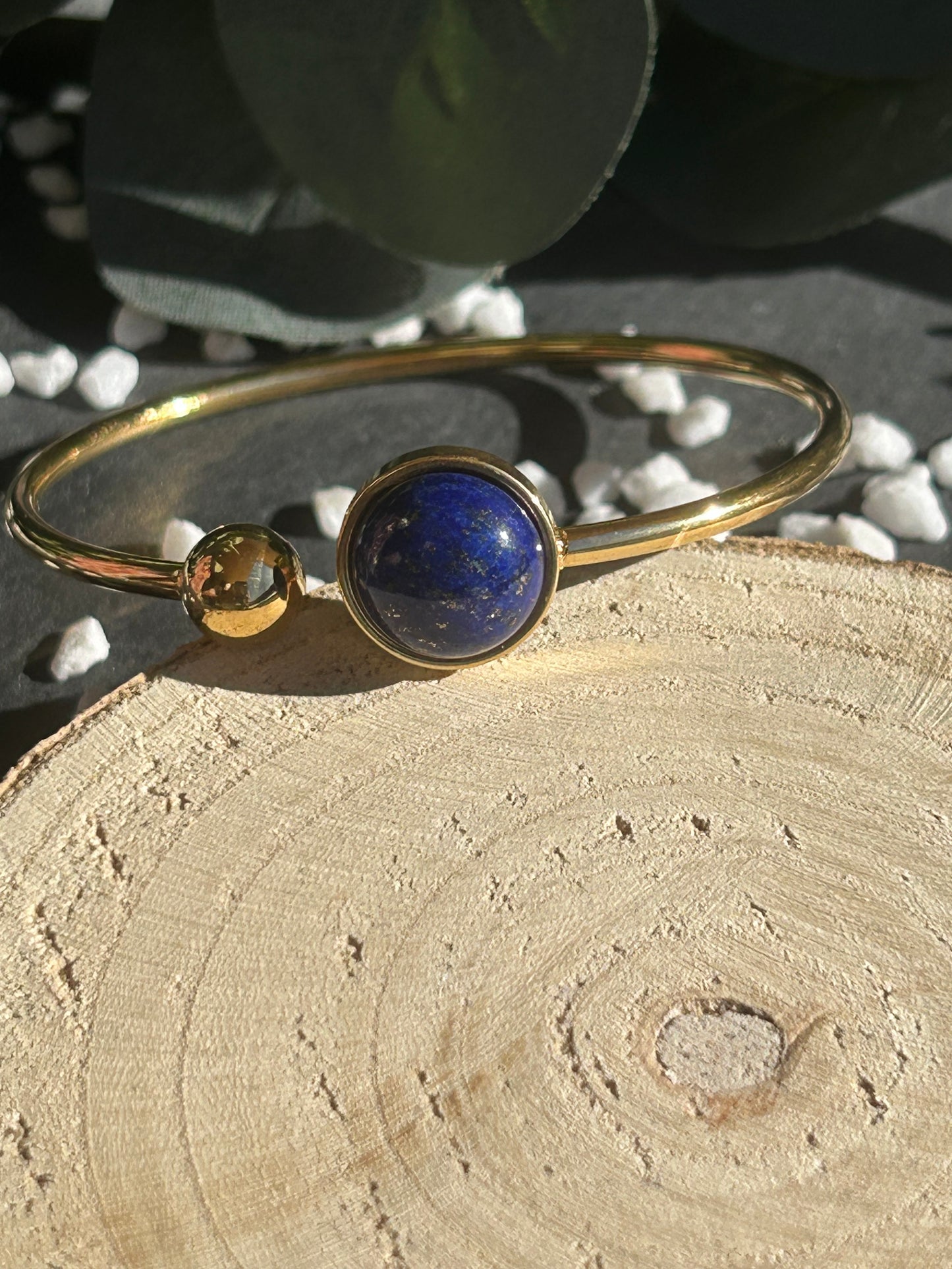 Lunae – Bracelet jonc Lapis-Lazuli | Pierre naturelle communication & confiance | Bijou acier inoxydable fait main