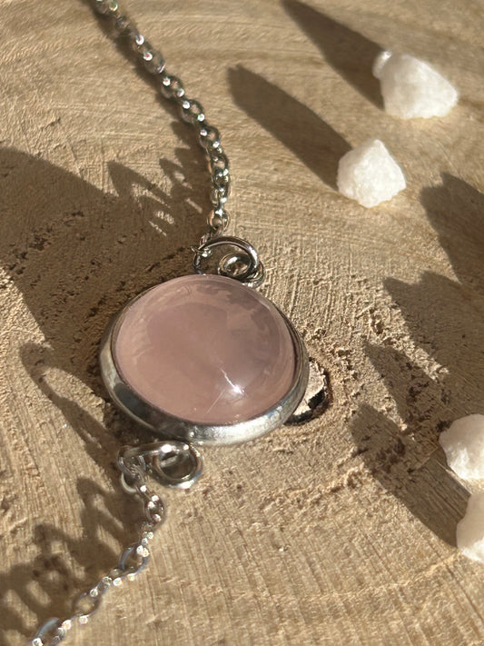 Séléna – Bracelet Quartz Rose | Bracelet réglable | Pierre naturelle amour & douceur | Bijou acier inoxydable fait main