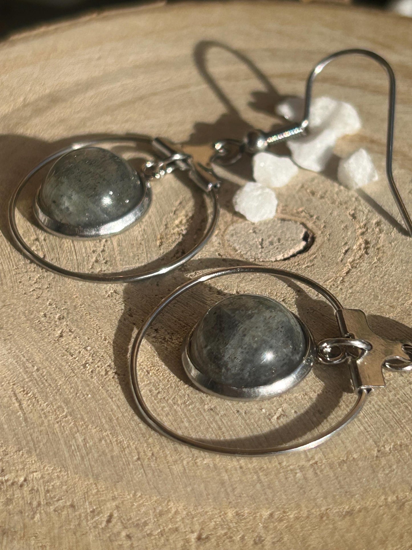 Célestia – Boucles d’oreilles pierres naturelles | Bijou acier inoxydable fait main