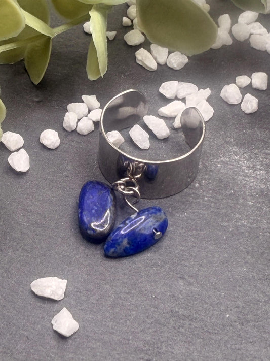 Équinoxe – Bague Lapis-lazuli | Bague réglable | Pierre naturelle communication & confiance | Bijou acier inoxydable fait main