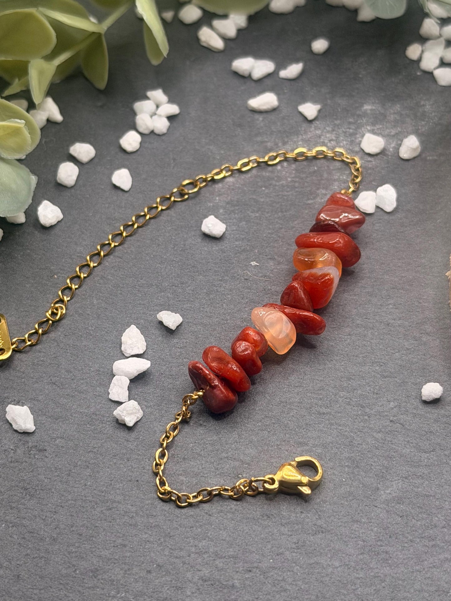 Équinoxe – Bracelet Cornaline | Bracelet réglable | Pierre naturelle chaleur & positivité | Bijou acier inoxydable fait main