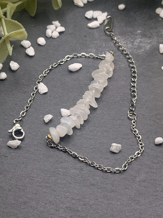 Équinoxe – Bracelet Pierre de Lune | Bracelet réglable | Pierre naturelle féminité & intuition | Bijou acier inoxydable fait main