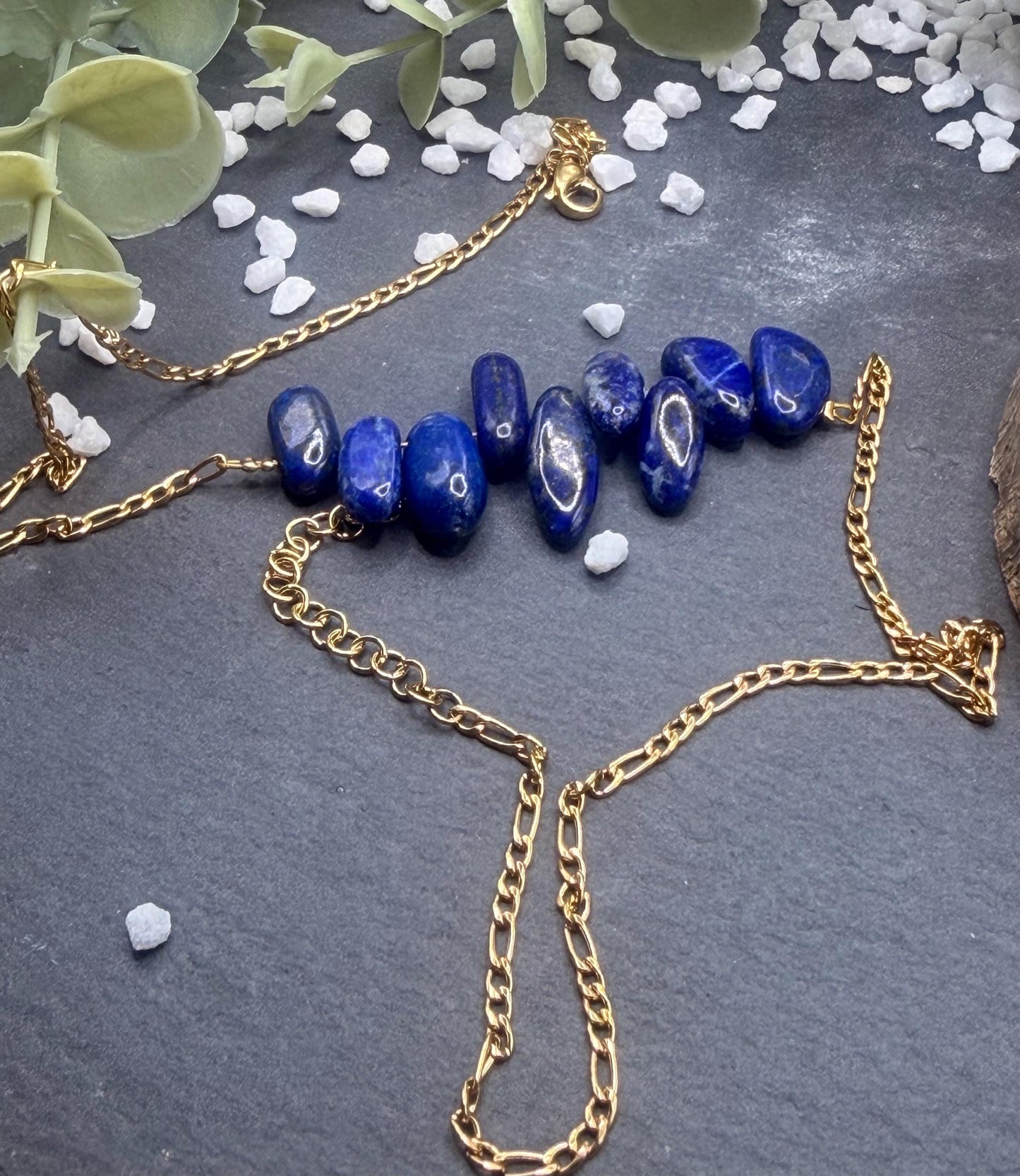 Équinoxe – Collier Lapis-lazuli | Collier réglable | Pierre naturelle communication & confiance | Bijou acier inoxydable fait main