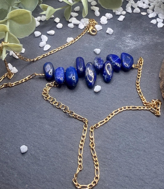 Équinoxe – Collier Lapis-lazuli | Collier réglable | Pierre naturelle communication & confiance | Bijou acier inoxydable fait main