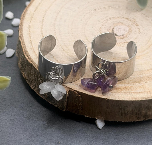 Équinoxe – Bague Pierre de Lune | Bague réglable | Pierre naturelle féminité & intuition | Bijou acier inoxydable fait main